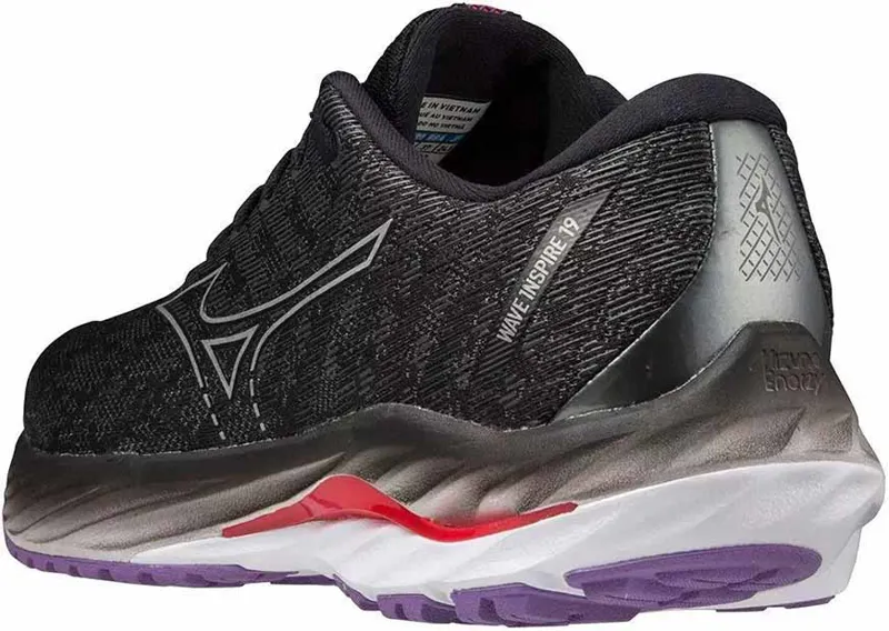 Mizuno Women's Inspire 19 Black/Silver/Bitsweet - WIDE-3